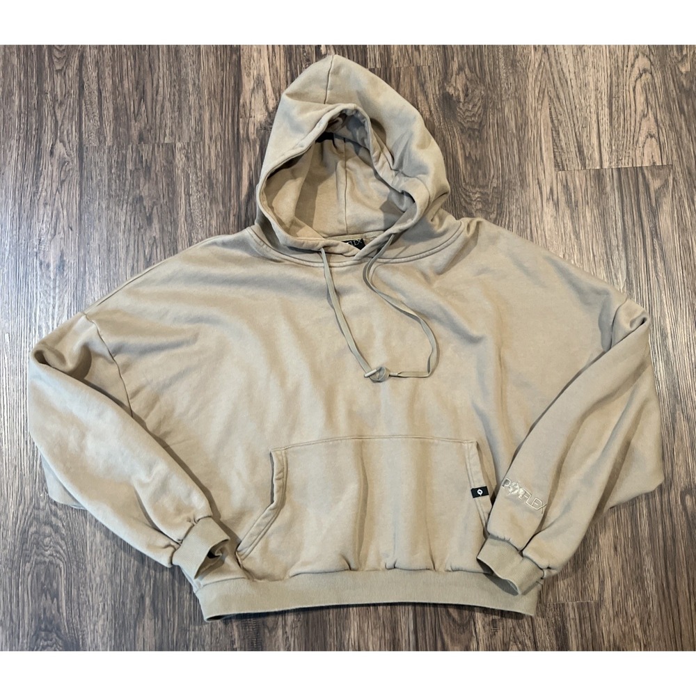 Popflex Cloud Cropped Oversized Hoodie Women's Size L/XL Loungewear Brown